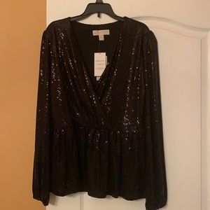 Michael Kors Black Sequin Blouse